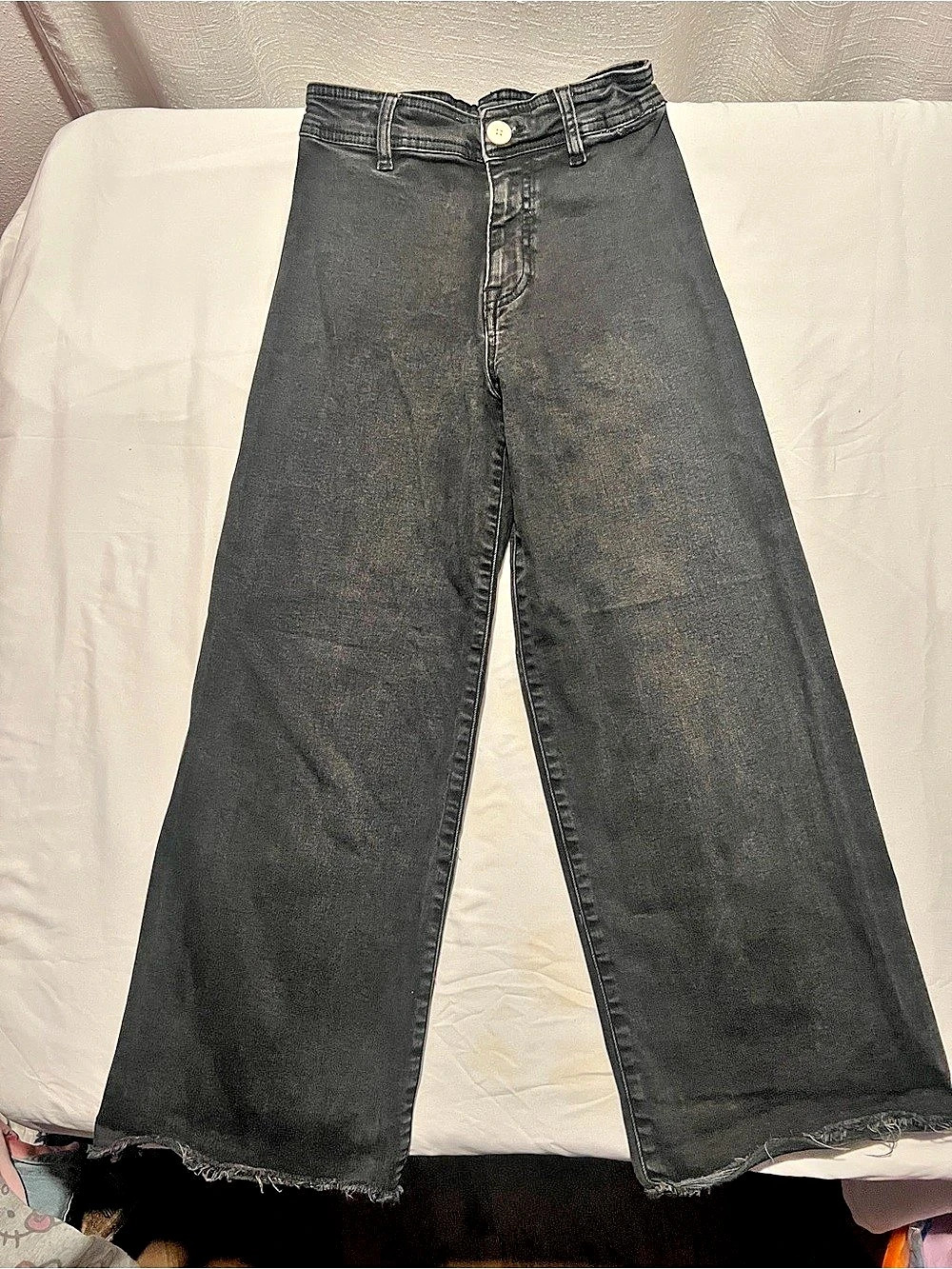 Zara Wide Leg Jeans Black Waist girls size 10
